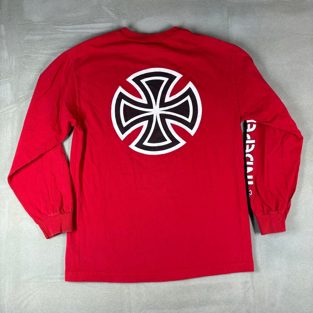 Independent Truck Co Iron Cross Long Sleeve T Shirt Red Graphic Skate Mens M
